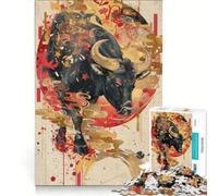 Rompecabezas de 1000 Piezas para Adultos, diseño del Buey del Zodiaco japonés, Ideal para Relajarse, Decorar el hogar o como Regalo para Toda la Familia 38x52cm