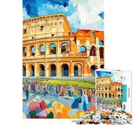 Rompecabezas de 1000 Piezas para Adultos diseño del Coliseo Acuarela Juguetes antiestrés decoración de Pared desafío Educativo (tamaño 38x52cm)