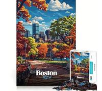 Rompecabezas de 1000 Piezas para Adultos,diseño del Horizonte de Boston en otoño,Juego de Alta precisión,Juego de concentración,Regalo,Tiempo Libre,diversión,decoración navideña (38x26cm)