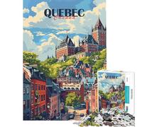 Rompecabezas de 1000 Piezas para Adultos diseño del Horizonte de la Ciudad de Quebec Ideal para Adolescentes Juguetes antiestrés Actividades Divertidas para aliviar el estrés en casa (tamaño 38x52cm)