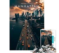 Rompecabezas de 1000 Piezas para Adultos diseño del Horizonte de Manhattan Ideal para Relajarse Jugar divertirse y Aprender Regalos de cumpleaños para Mujeres (tamaño 38x26cm)