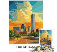Rompecabezas de 1000 Piezas para Adultos diseño del Horizonte de Oklahoma City Juego Educativo de Corte de precisión Juguetes antiestrés Regalo de cumpleaños obsequios (50x75cm)