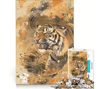 Rompecabezas de 1000 Piezas para Adultos, diseño del Tigre del Zodiaco Japonés, Juego Relajante, Divertido y con Humor, 38x26cm