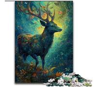 Rompecabezas de 1000 Piezas para Adultos,diseño Floral de Ciervo,de Madera,Ideal para divertirse en Familia en cumpleaños y Navidad,50x75cm,una Atractiva Actividad de Noche de Juegos para la Familia