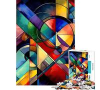Rompecabezas de 1000 Piezas para Adultos diseño geométrico Abstracto Vibrante Juego Imposible Juguetes adictivos para Cultivar la Paciencia Regalos de cumpleaños para la diversión Familiar 38x52cm