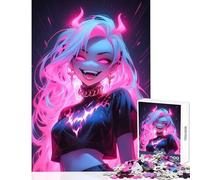 Rompecabezas de 1000 Piezas para Adultos diseño gótico de Pelo Rosa neón Juguetes antiestrés Regalo de cumpleaños Juego práctico difícil y desafiante tamaño 50x75cm