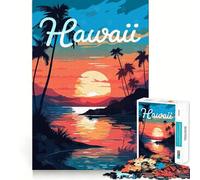 Rompecabezas de 1000 Piezas para Adultos,diseño Hawaii Vaporwave,Corte Premium,Juego Estimulante,Entretenimiento para el Tiempo Libre,decoración navideña (38x52cm)