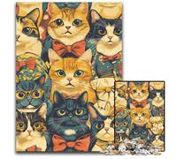 Rompecabezas de 1000 Piezas para Adultos, diseño intrincado de Gato Feliz, Ideal para Adolescentes, decoración DIY y diversión para estimular el Cerebro, 50x75cm