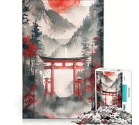 Rompecabezas de 1000 Piezas para Adultos, diseño japonés en Negro y Rojo, Juguete Educativo, Divertido y humorístico Que fomenta el Amor Entre Parejas 38x52cm