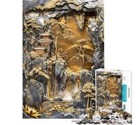 Rompecabezas de 1000 Piezas para Adultos diseño Jardín Zen Loto Dorado Juegos Divertidos difíciles únicos Ideales para cumpleaños y Regalos (tamaño 38x26cm)