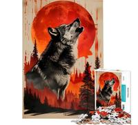 Rompecabezas de 1000 Piezas para Adultos diseño Luna Carmesí Llamada del Lobo desafiante para completar Ideal para armar y Decorar el hogar Juguetes para Mayores de 14 años 38x26cm