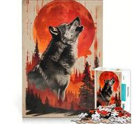 Rompecabezas de 1000 Piezas para Adultos, diseño Luna Carmesí: Llamada del Lobo, Juego práctico Que Mejora la Memoria cumpleaños y Navidad 38x26cm