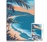 Rompecabezas de 1000 Piezas para Adultos, diseño Minimalista de Arte Playero de Los Ángeles, Hermoso Juego, desafío difícil, Gran Regalo, tamaño 38x26cm