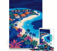 Rompecabezas de 1000 Piezas para Adultos, diseño Minimalista de Las Islas Maldivas Tropicales, Arte de Corte preciso, Juego de concentración, Regalo, Juego de Ocio, Escena navideña (50x75cm)