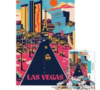 Rompecabezas de 1000 Piezas para Adultos diseño neón de la Franja de Las Vegas Juego de ingenio y antiestrés (tamaño 38x52cm)