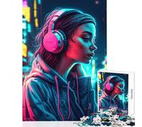 Rompecabezas de 1000 Piezas para Adultos diseño neón lofi Cyberpunk decoración del hogar Juguetes Ideas de Regalo Juego Educativo Interesante reducción del estrés tamaño 38x26cm