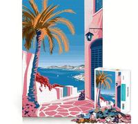 Rompecabezas de 1000 Piezas para Adultos,diseño Pastel de Grecia,Arte Griego,Piezas Finas,Divertido,desafío Inteligente,Juego Tranquilo,Regalo de cumpleaños para Aficionados (38x52cm)