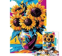 Rompecabezas de 1000 Piezas para Adultos diseño Pop Art de Girasoles Ideal para decoración de Pared Un desafío difícil Toda la Familia (tamaño 38x26cm)