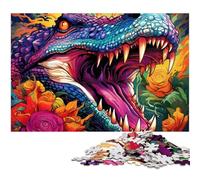 Rompecabezas de 1000 Piezas para Adultos, diseño psicodélico de cocodrilo del Nilo, de Madera, Juego Interactivo Familiar, Regalo Artesanal con Ilustraciones Coloridas, 50x75cm/19,68x29,52 Pulgadas.