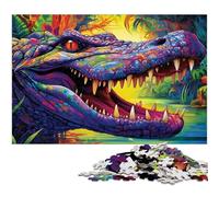 Rompecabezas de 1000 Piezas para Adultos, diseño psicodélico de cocodrilo del Nilo, Ideal para Halloween, Navidad y cumpleaños, 26x38cm/10,23x14,96 Pulgadas.