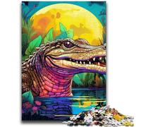Rompecabezas de 1000 Piezas para Adultos, diseño psicodélico de cocodrilo del Nilo, Ideal para Relajarse y Pasar el rato Entre Padres e Hijos (26x38cm)