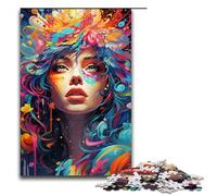 Rompecabezas de 1000 Piezas para Adultos diseño psicodélico de Diosa Floral de Madera para niños Juguete Educativo Intelectual descompresor 75 x 50 cm.