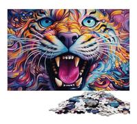 Rompecabezas de 1000 Piezas para Adultos, diseño psicodélico de Tigre, Adultos, Juego Interactivo Familiar, desafío Mental, 50x75cm/19,68x29,52 Pulgadas.