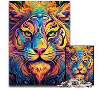 Rompecabezas de 1000 Piezas para Adultos, diseño psicodélico de Tigre, Rompecabezas de Madera, Rompecabezas de Alta dificultad para Adolescentes, 50x75cm/19,68x29,52 Pulgadas