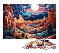 Rompecabezas de 1000 Piezas para Adultos diseño psicodélico del Gran Cañón de Noche Ideal para Regalar antiestrés desafío difícil (tamaño 38 x 26 cm)