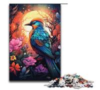 Rompecabezas de 1000 Piezas para Adultos diseño psicodélico Floral de fantasía de Madera Ideal para Juegos Familiares cumpleaños (38 x 26 cm)