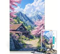 Rompecabezas de 1000 Piezas para Adultos,diseño Retiro en Flor de Cerezo,Juguete para ejercitar la Mente,Ideal para un Momento de diversión en casa (38x52cm)
