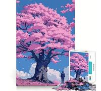 Rompecabezas de 1000 Piezas para Adultos,diseño Retro de Flor de Cerezo Rosa,Arte de Corte preciso,Juguete de estimulación cognitiva,Juego Relajante, (38x52cm)