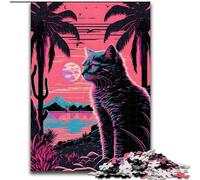 Rompecabezas de 1000 Piezas para Adultos, diseño Retro de Gatos y Naturaleza, Ideal para Adolescentes y familias Decoración DIY desafío para el Cerebro (tamaño: 50x75cm)