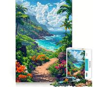 Rompecabezas de 1000 Piezas para Adultos,diseño Retro de Olas Hawaianas,píxeles,articulaciones Finas,Divertido,desafío Inteligente,Juego Tranquilo,Regalo de cumpleaños para Aficionados (50x75cm)