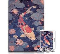 Rompecabezas de 1000 Piezas para Adultos, diseño Retro de pez koi Rosa, Educativo para Mujeres y Amigos Secretos (tamaño 50x75cm)