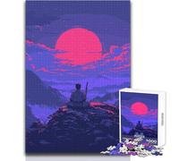 Rompecabezas de 1000 Piezas para Adultos, diseño Retro de samurái Rosa, Ideal para Disfrutar de Horas de Tranquilidad y Tranquilidad, Corte Limpio, Juguete Artesanal Duradero, tamaño 38x52cm