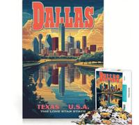 Rompecabezas de 1000 Piezas para Adultos, diseño Retro del Horizonte de Dallas, Juego Familiar, interacción Entre Padres e Hijos, cumpleaños y Navidad 50x75cm