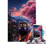 Rompecabezas de 1000 Piezas para Adultos diseño Sakura Sunset Express Rompecabezas para Adolescentes Juegos Divertidos Patrones de ensamblaje cumpleaños y Navidad (tamaño 50x75cm)