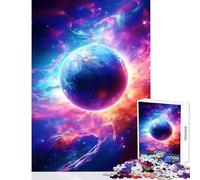 Rompecabezas de 1000 Piezas para Adultos diseño Surrealista de Galaxia Planeta neón decoración del hogar Juguetes Regalos para Mujeres y Hombres Juego Imposible con Piezas de Formas aleatorias