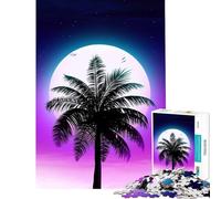 Rompecabezas de 1000 Piezas para Adultos diseño Synthwave Palm Sunset Juego práctico y Divertido para Cultivar la Paciencia Regalo de cumpleaños y antiestrés (tamaño 38x26cm)