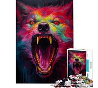 Rompecabezas de 1000 Piezas para Adultos diseño Synthwave Wolf Ideal para Juegos educativos Juegos intelectuales y Actividades Familiares (tamaño 50x75cm)