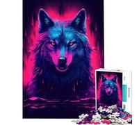 Rompecabezas de 1000 Piezas para Adultos diseño Synthwave Wolf Juguete Educativo Regalo de cumpleaños único (50x75cm)