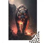 Rompecabezas de 1000 Piezas para Adultos, diseño Tigre de Fuego 1. Rompecabezas de Papel para Adultos, Ideal para decoración del hogar o como Regalo navideño. Medidas: 38 x 26 cm / 1000 Piezas.