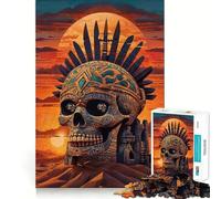 Rompecabezas de 1000 Piezas para Adultos, diseño Tribal de Calavera al Atardecer, Juguete Decorativo para Construir, Juego de Paz, Regalo de cumpleaños (50x75cm)
