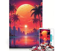 Rompecabezas de 1000 Piezas para Adultos diseño Tropical Synthwave Dreams Juguetes para armar decoración para el hogar cumpleaños y Navidad 38x52cm