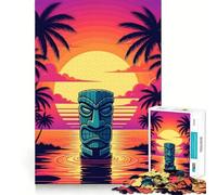 Rompecabezas de 1000 Piezas para Adultos, diseño Tropical Tiki al Atardecer, Juguete Decorativo para Construir, Juego de Paz, Regalo de cumpleaños (38x26cm)