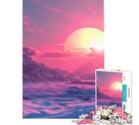 Rompecabezas de 1000 Piezas para Adultos diseño Vaporwave Sunset Juguetes educativos Juego Familiar dificultad Alta Amigo Invisible (tamaño 38x52cm)
