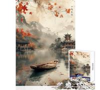 Rompecabezas de 1000 Piezas para Adultos diseño Vintage japonés de río cumpleaños Juegos relajantes Ideal para decoración de Escritorio tamaño 50x75cm