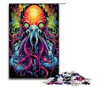Rompecabezas de 1000 Piezas para Adultos Divertido Rompecabezas Familiar de calamares de Colores con póster a Juego y Hoja de Trivia de 75 x 50 cm