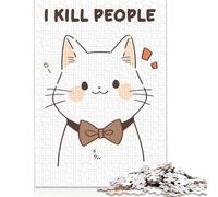 Rompecabezas de 1000 Piezas para Adultos, Divertidos Rompecabezas de Papel con la Frase I Kill People Cat para Adultos y Adolescentes a Partir de 12 años, 38 x 26 cm/1000 Piezas